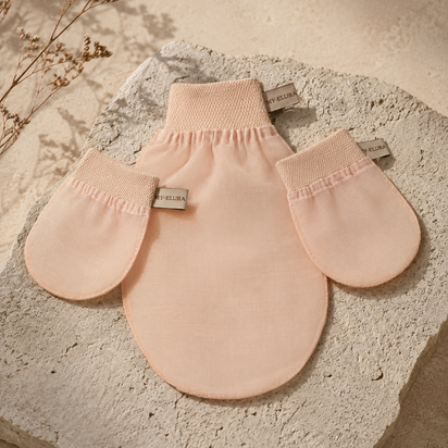 3er Set Seiden-Peelinghandschuhe für Körper und Gesicht